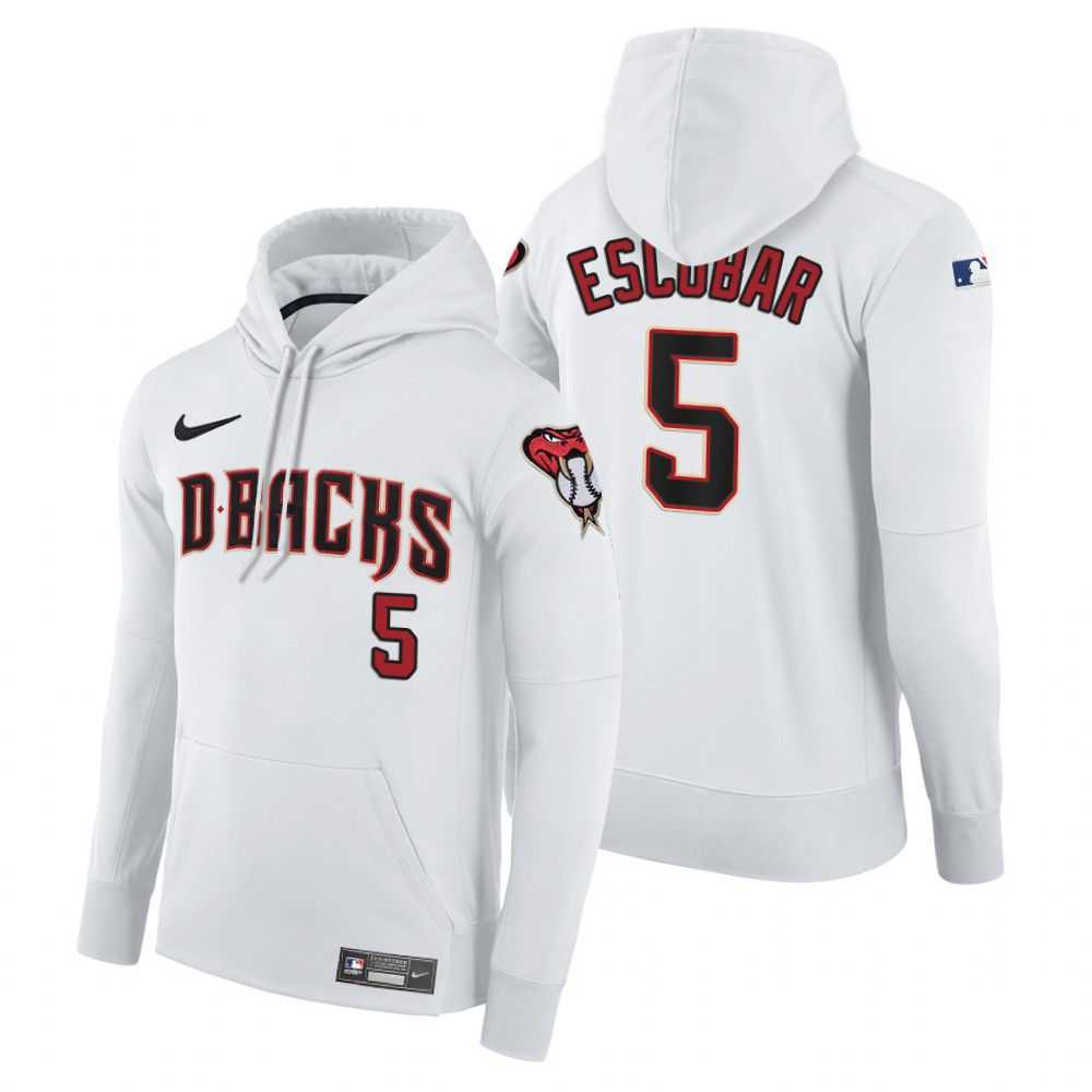 Men Arizona Diamondback 5 Escobar white home hoodie 2021 MLB Nike Jerseys